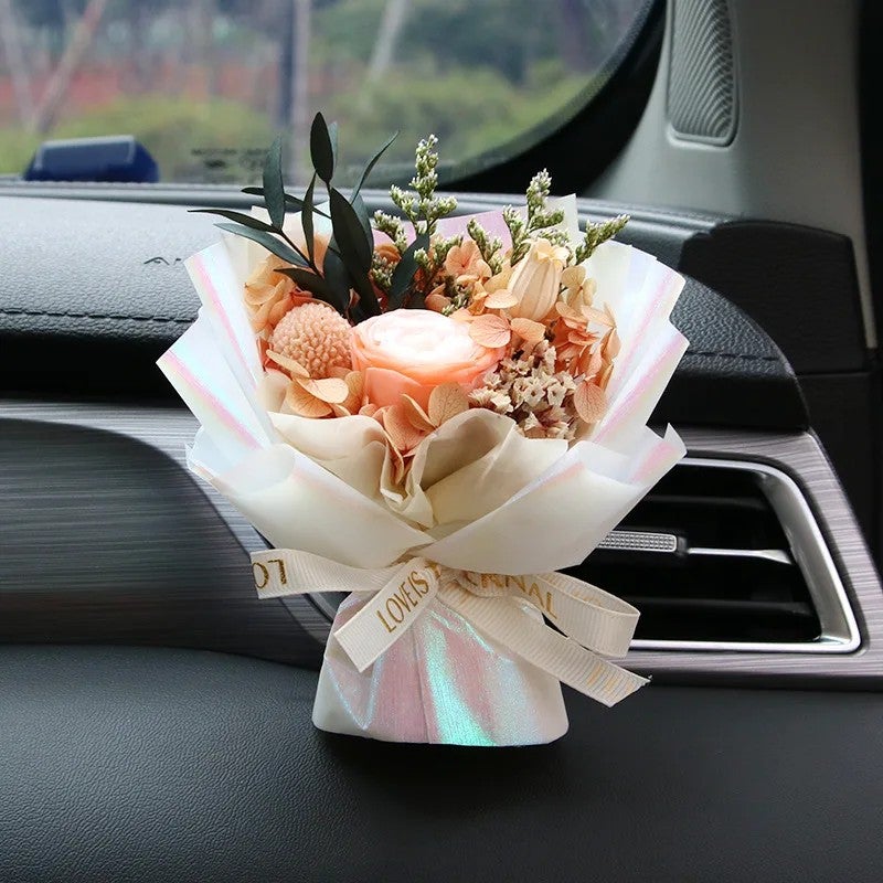 Bluejw Handmade Mini Bouquet Car Air Freshener - Dried Flower Vent Clip Perfume - Natural Dried Plants Fragrance Diffuser for Auto - Image 1