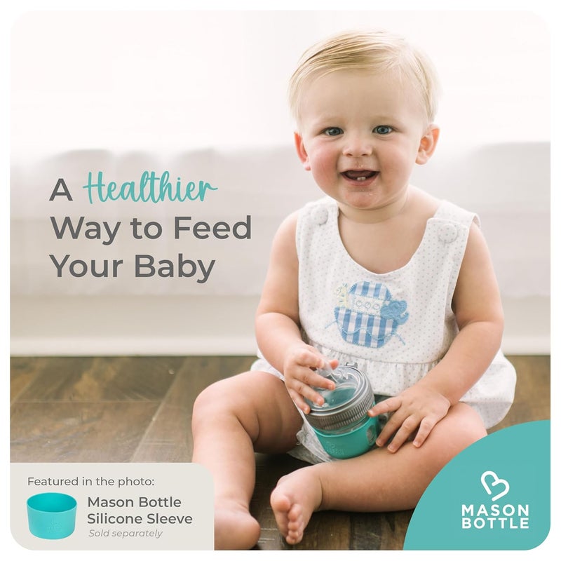 Mason Bottle 4oz Baby Glass Bottle with Breast Like Slow Flow Nipple CapRing  BPA Free Non Toxic Anti Colic Baby Bottle Glass Feeding Bottle for Babies - Image 5