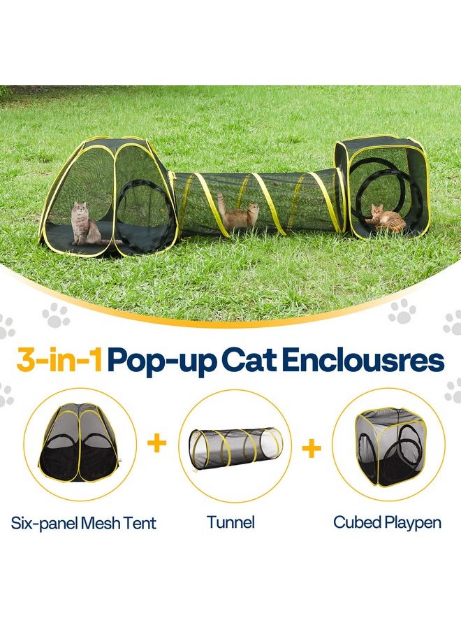 VIVOHOME VIVOHOME Outdoor Cat Enclosures 3-in-1 Portable Catio w/Cat Tent, Tunnel, Playhouse, 5 Piece Door, Cat Leash, Mint Ball for Rabbits, Dogs and Feline Friends to Explore in Yard, Balcony, Camping  - Image 2