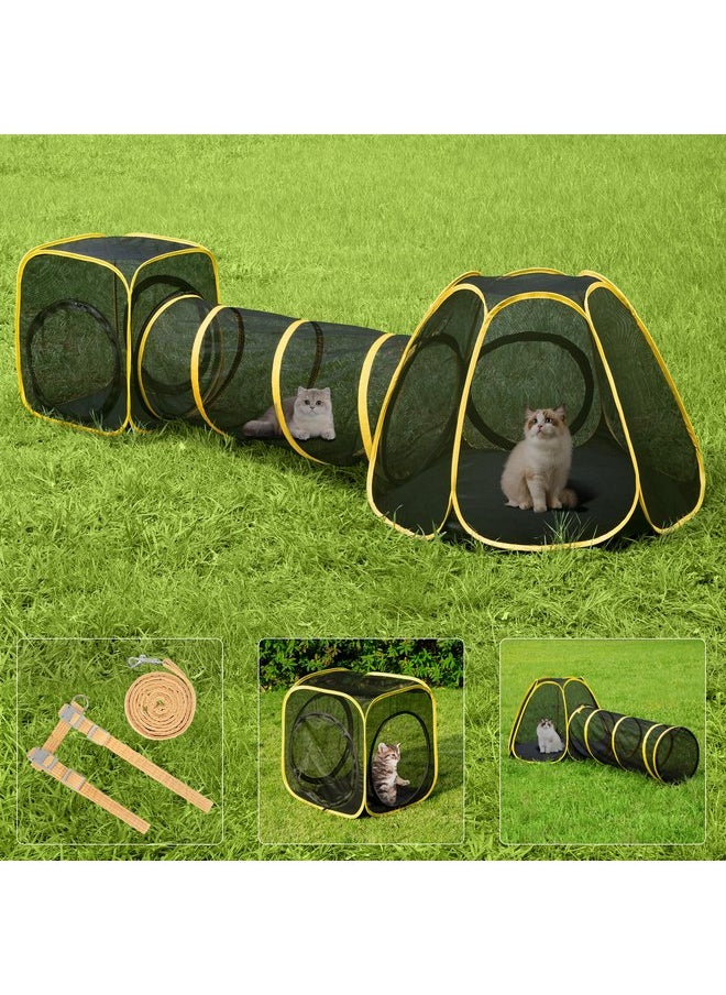 VIVOHOME VIVOHOME Outdoor Cat Enclosures 3-in-1 Portable Catio w/Cat Tent, Tunnel, Playhouse, 5 Piece Door, Cat Leash, Mint Ball for Rabbits, Dogs and Feline Friends to Explore in Yard, Balcony, Camping  - Image 1