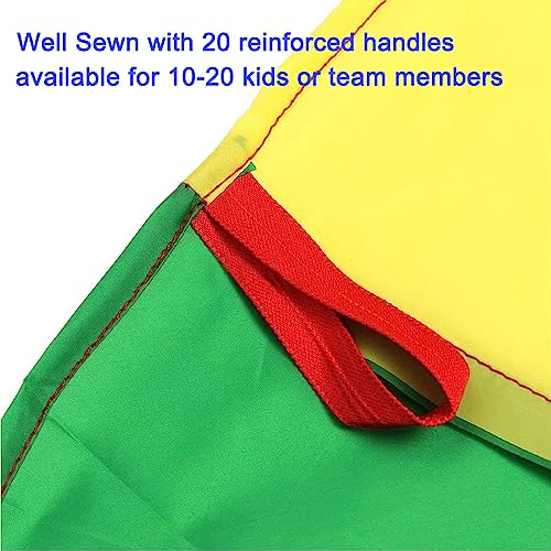 AMYESE 13ft Rainbow Parachute with 20 Handles for Kids Outdoor Party Games, Team Building Play Parachute Group Cooperative Team Game Toys, Family Get-Together Entertainment - Image 3