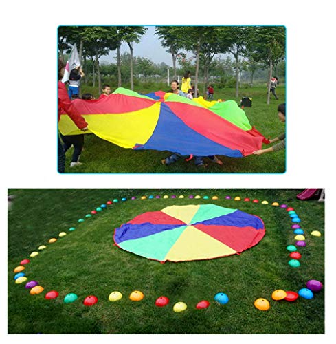 AMYESE 13ft Rainbow Parachute with 20 Handles for Kids Outdoor Party Games, Team Building Play Parachute Group Cooperative Team Game Toys, Family Get-Together Entertainment - Image 4