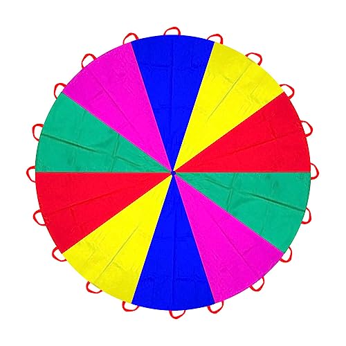 AMYESE 13ft Rainbow Parachute with 20 Handles for Kids Outdoor Party Games, Team Building Play Parachute Group Cooperative Team Game Toys, Family Get-Together Entertainment - Image 1