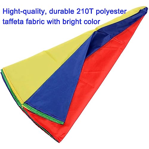 AMYESE 13ft Rainbow Parachute with 20 Handles for Kids Outdoor Party Games, Team Building Play Parachute Group Cooperative Team Game Toys, Family Get-Together Entertainment - Image 2