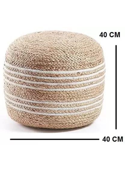 Legacy Legacy Jute Ottoman Round Pouffes for Sitting - Handcrafted Pouf for Living Room, Bedroom, Home, Office, Footrest  - Image 3