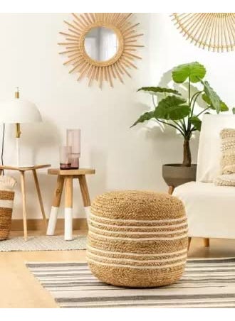 Legacy Legacy Jute Ottoman Round Pouffes for Sitting - Handcrafted Pouf for Living Room, Bedroom, Home, Office, Footrest  - Image 2