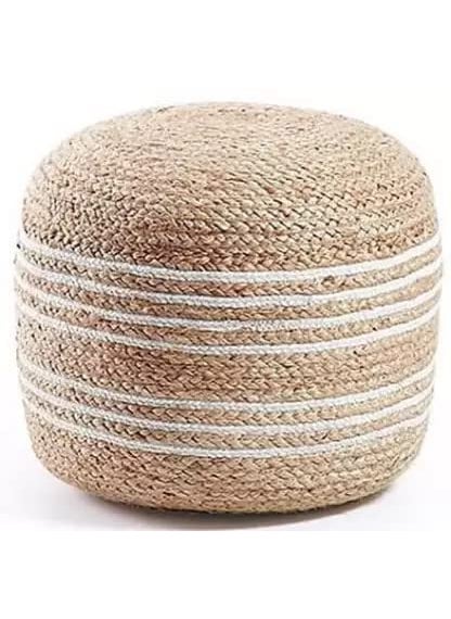 Legacy Legacy Jute Ottoman Round Pouffes for Sitting - Handcrafted Pouf for Living Room, Bedroom, Home, Office, Footrest  - Image 1