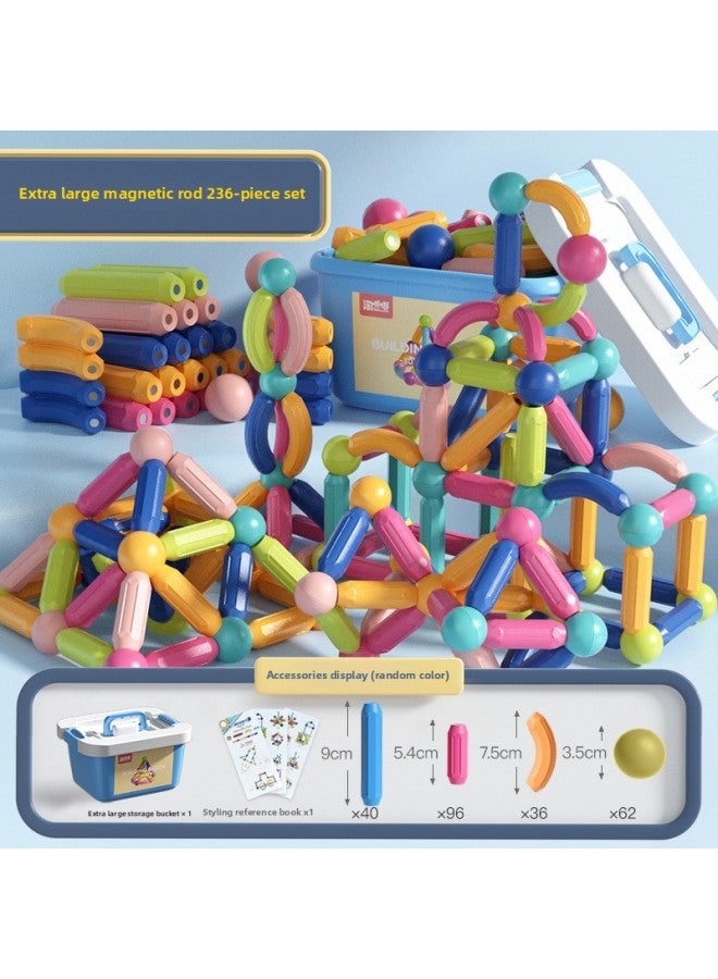 Varied Magnetic Bar Children's Building Blocks Assembled Educational Baby Gift Magnet 2 Years Old Boys And Girls 4 Toys-Color:【236 Large Storage Box】 Large Number Upgrade Strong Magnetic Rod/not Easy To Fall Apart - Image 1