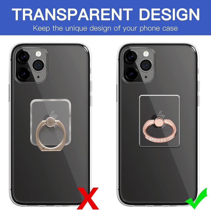 BeFunky Transparent Phone Ring Stand Holder Mobile Phone Ring Holder Finger Grip 360 Degree Rotation (Bling Rose Gold Transparent Square) - Image 3