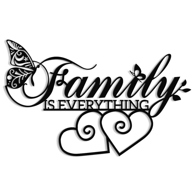 XORT Family Sign Metal Wall Decor, Metal Family Wall Art, Family is Everything Sign for Living Room, Bedroom Wall Hanging Decor. (Black - 16 x 10 inch) - Image 1