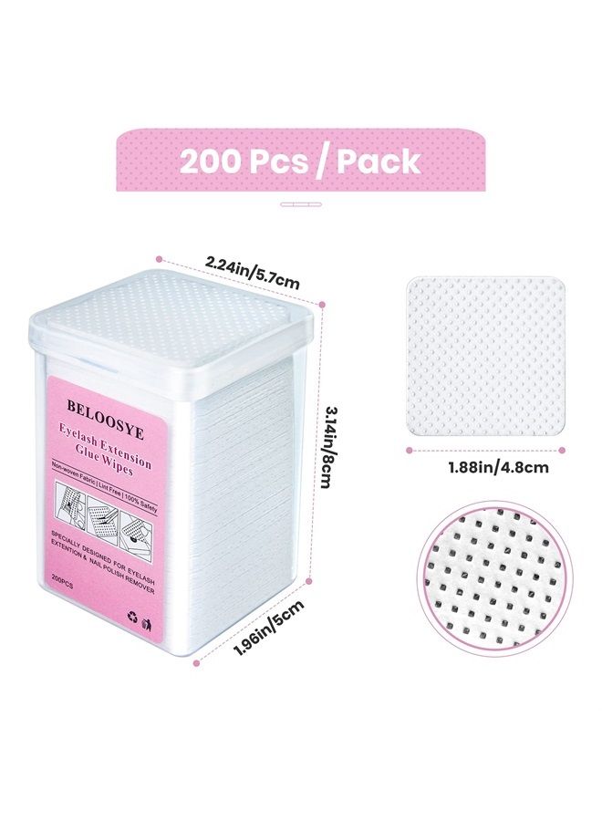 BELOOSYE 400 PCS Eyelash Extension Glue Wipes,Lint Free Nail Wipes,Super Absorbent Soft Non-woven Fabric Adhesive Nail Polish Remover Wipe, Glue Wiping Cloth for Lash Extension Supplies and Nail Polish Bottle - Image 1