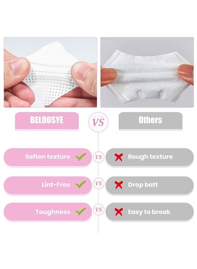 BELOOSYE 400 PCS Eyelash Extension Glue Wipes,Lint Free Nail Wipes,Super Absorbent Soft Non-woven Fabric Adhesive Nail Polish Remover Wipe, Glue Wiping Cloth for Lash Extension Supplies and Nail Polish Bottle - Image 3