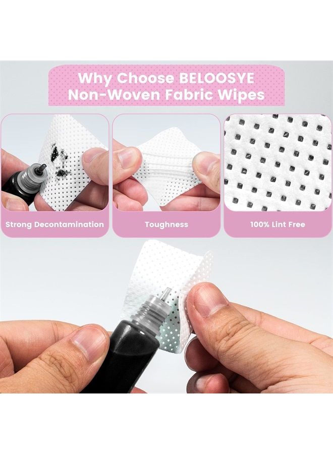 BELOOSYE 400 PCS Eyelash Extension Glue Wipes,Lint Free Nail Wipes,Super Absorbent Soft Non-woven Fabric Adhesive Nail Polish Remover Wipe, Glue Wiping Cloth for Lash Extension Supplies and Nail Polish Bottle - Image 4