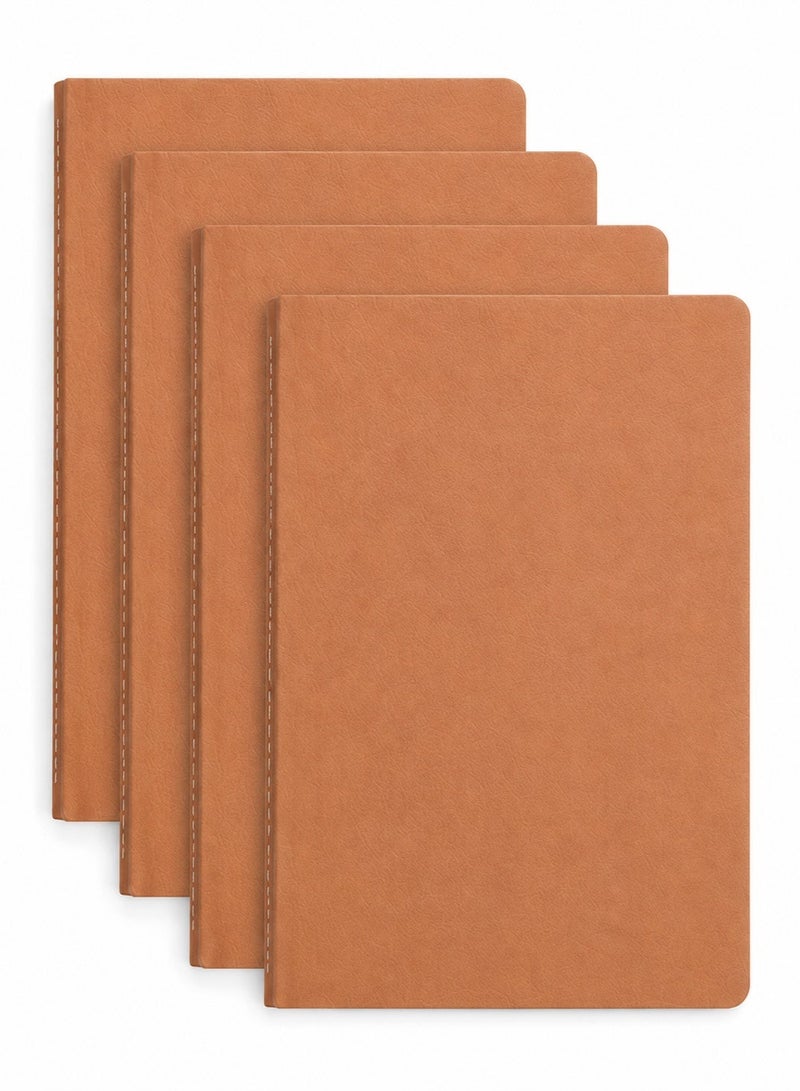 4 Pack A5 Lined Notebooks for School, 72 Pages / 36 Sheets Each, Brown Kraft Journal Notebooks, Ruled Exercise Books for Students, Classroom Notes, Homework, Study, Work and Daily Writing - Image 1