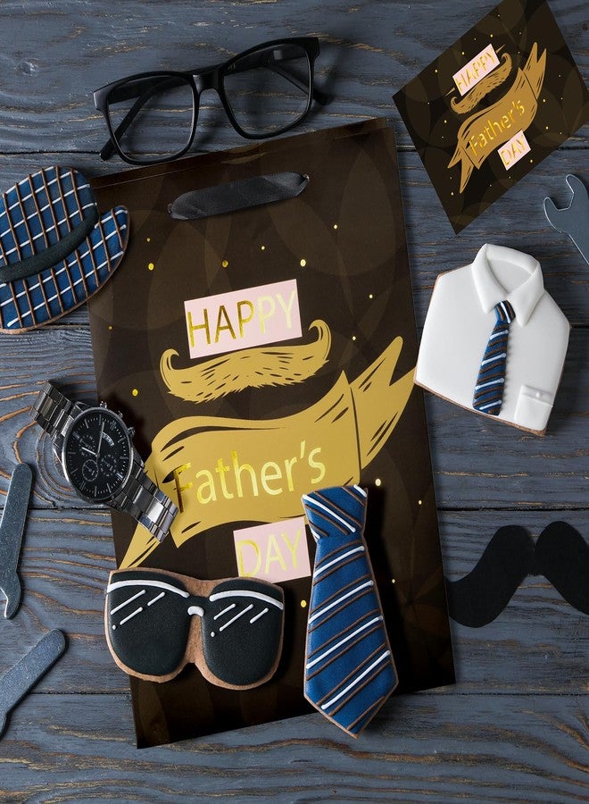 Linelglobal 12.6" Large Father's Day Bag with Tissue Paper and Card, Brown Gift Bag for Dad Stepdad Grandpa Husband - Happy Father's Day Design - Image 4