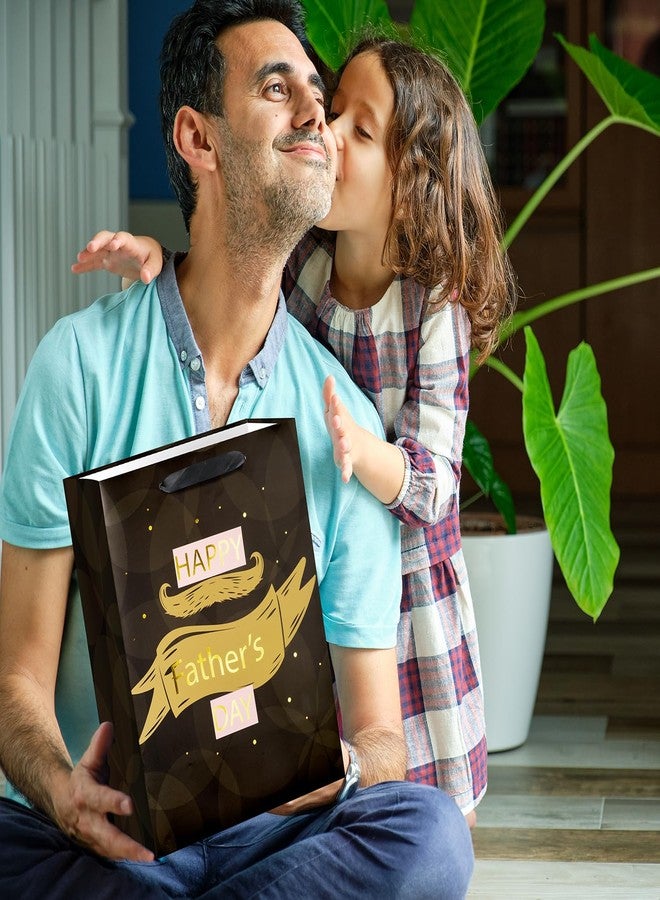 Linelglobal 12.6" Large Father's Day Bag with Tissue Paper and Card, Brown Gift Bag for Dad Stepdad Grandpa Husband - Happy Father's Day Design - Image 5