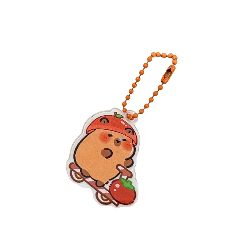 Capybara Keychain Brown Lightweight Portable Durable Acrylic Pendant - Adorable Design Animal Keychain for Capybara Lovers Collectors Bag Key Decoration - Image 1