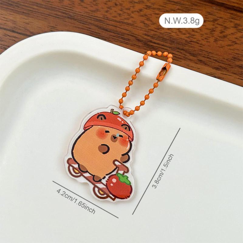 Capybara Keychain Brown Lightweight Portable Durable Acrylic Pendant - Adorable Design Animal Keychain for Capybara Lovers Collectors Bag Key Decoration - Image 2