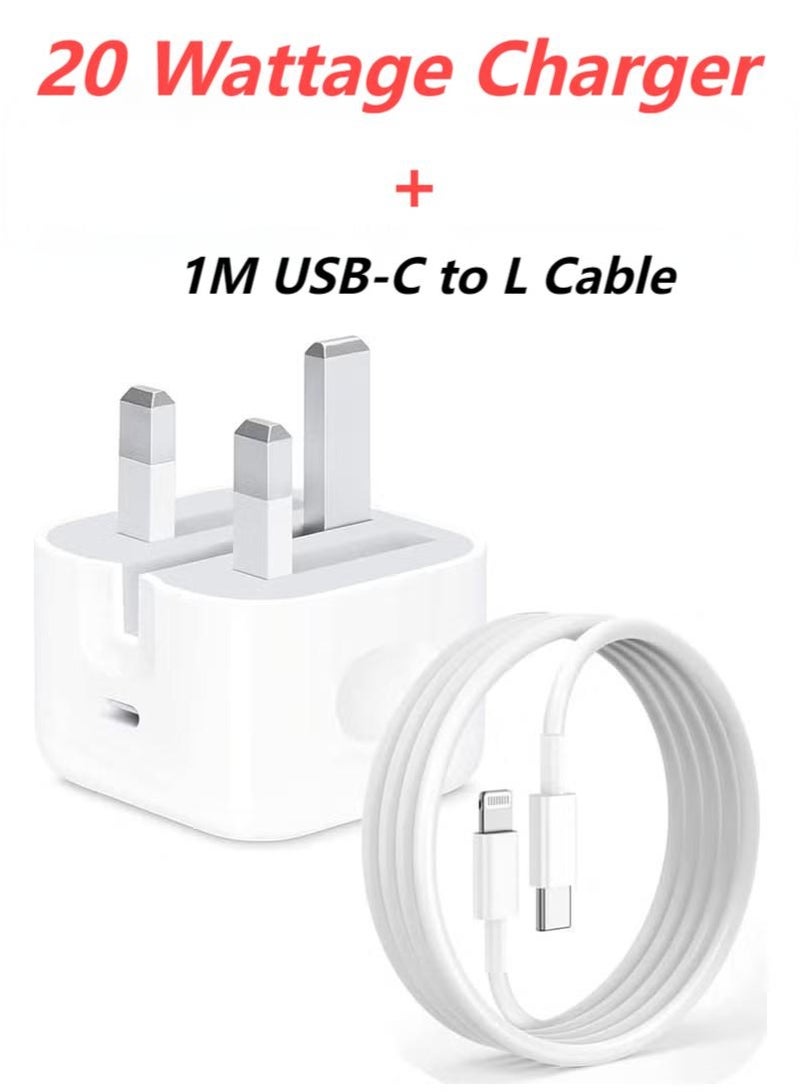 20W USB-C Fast Charger with 1M USB-C to Lightning Cable – High-Speed Charging for iPhone 14/14 Pro/14 Pro Max/13/12/SE 2020/11/XR/XS Max/X & iPad - Image 1