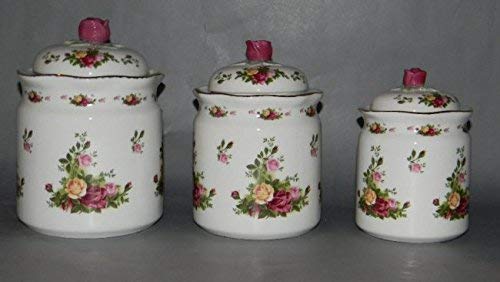 ROYAL ALBERT طقم علب رويال ألبرت الورود القديمة، (24 أونصة، 39 أونصة و 56 أونصة)، متعدد الألوان - Image 2