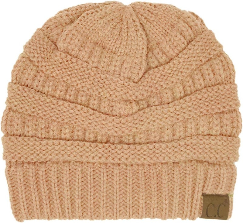 Cc Classic Winter Fall Trendy Chunky Stretchy Cable Knit Beanie Hat - Image 1