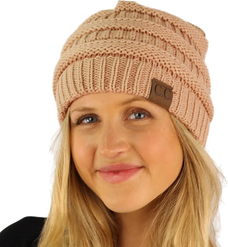 Cc Classic Winter Fall Trendy Chunky Stretchy Cable Knit Beanie Hat - Image 3