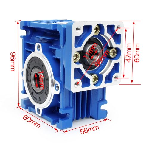 CNCTOPBAOS NMRV30 Worm Gearbox Speed Reducer NMRV030 Worm Gear Reducer Speed Ratio 20:1 RV30 Square Type for Nema23 Stepper Motor Output Hole 14mm Shaft NMRV-030 - Image 2