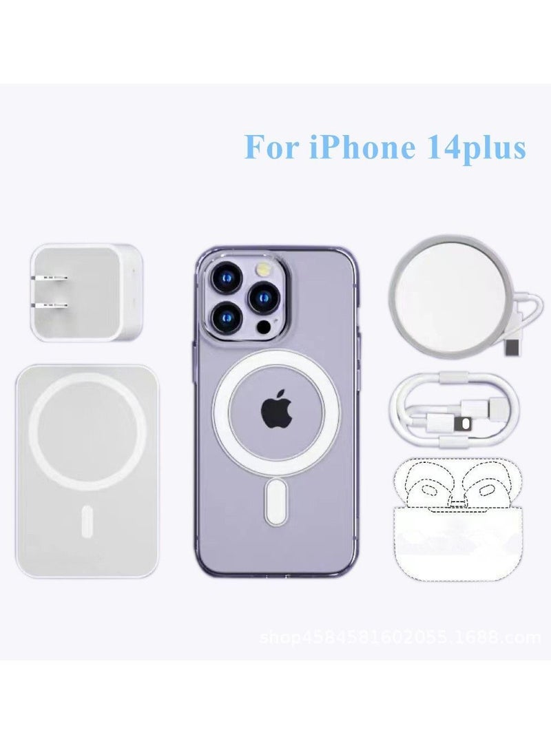 Generic - 35W Dual C Fast Charge Power Adaptor For iPhone 14plus, 6-Piece Kit/5000mAh Power Bank/High-end Bluetooth Headphones/Magnetic protective case - Image 1