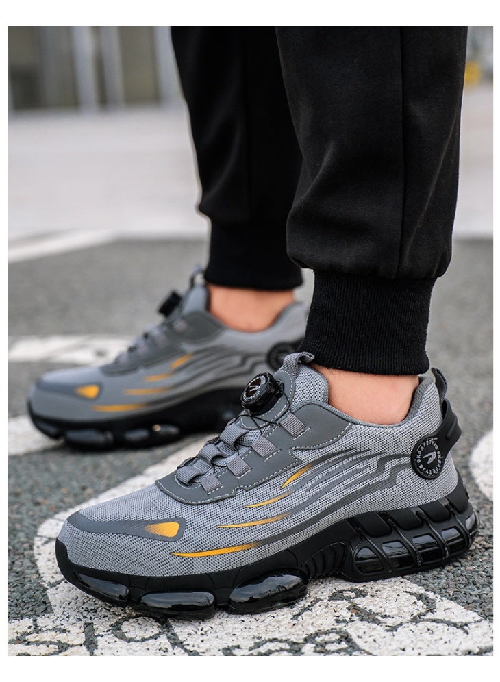NIBEMINENT Rotary Buckle Work Safety Shoes for Men  Air Soft Sole Lightweight Protective Work Sneakers Men Breathable Boots - Image 1