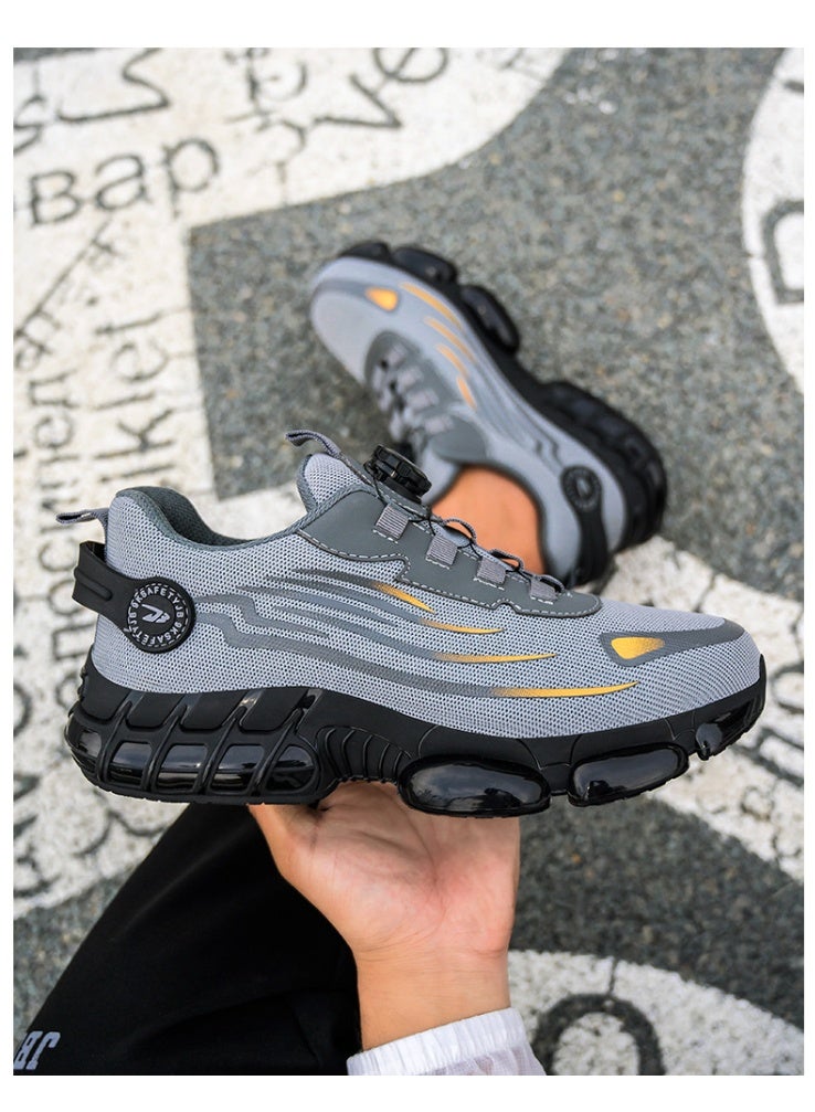 NIBEMINENT Rotary Buckle Work Safety Shoes for Men  Air Soft Sole Lightweight Protective Work Sneakers Men Breathable Boots - Image 2