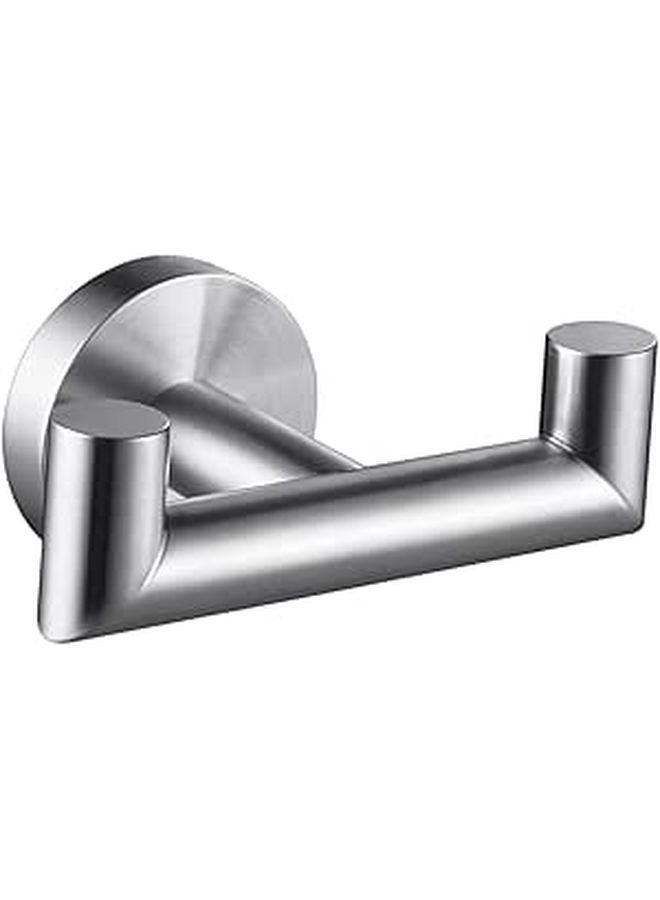 Stainless Steel Double Towel Hook Wall Mounted For Bathroom Kitchen Door - Image 1