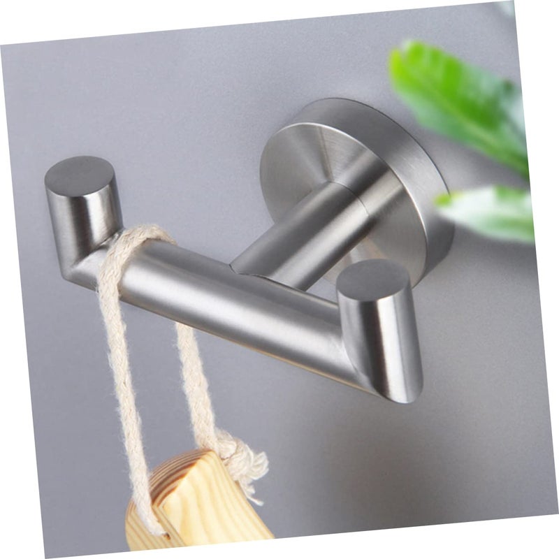 Stainless Steel Double Towel Hook Wall Mounted For Bathroom Kitchen Door - Image 5