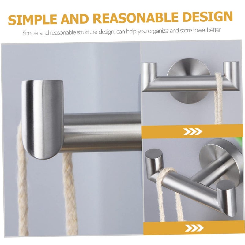 Stainless Steel Double Towel Hook Wall Mounted For Bathroom Kitchen Door - Image 4