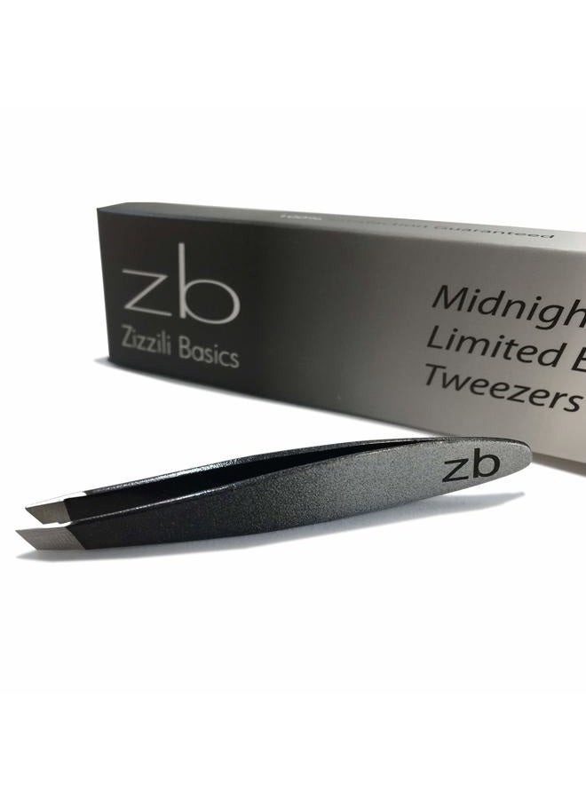 Zizzili Basics Mini Slant Tweezers - Best Tweezers for Eyebrow, Facial Hair Removal and your Precision Needs (Midnight Ombre) - Image 1
