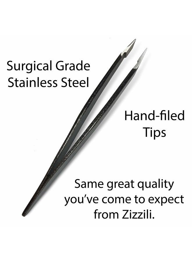 Zizzili Basics Mini Slant Tweezers - Best Tweezers for Eyebrow, Facial Hair Removal and your Precision Needs (Midnight Ombre) - Image 3