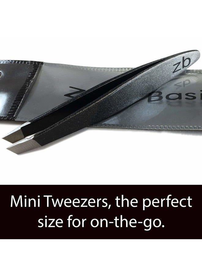 Zizzili Basics Mini Slant Tweezers - Best Tweezers for Eyebrow, Facial Hair Removal and your Precision Needs (Midnight Ombre) - Image 2