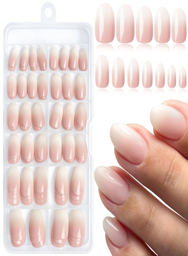 LuckForever 168pc Ombre Press on Nails Short Oval Fake Nails with Tabs, Round Almond Nails Press ons Nail Ombre Glue on Nails Short Fake Nail Stick Full Cover Acrylic Nails Artificial Fingernail - Image 1