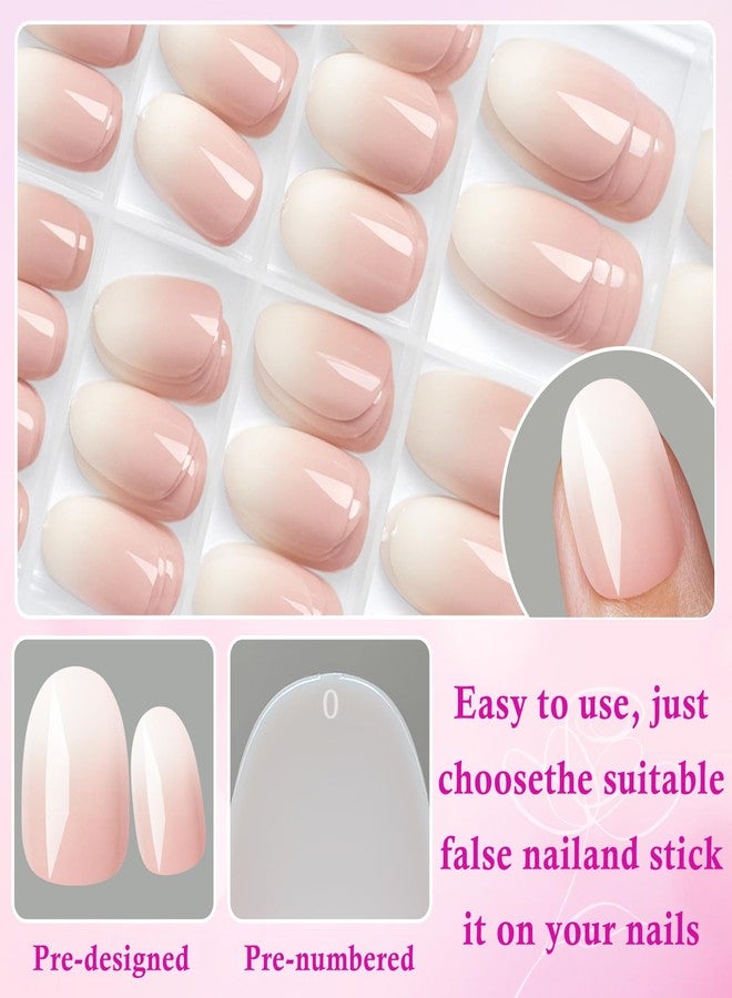 LuckForever 168pc Ombre Press on Nails Short Oval Fake Nails with Tabs, Round Almond Nails Press ons Nail Ombre Glue on Nails Short Fake Nail Stick Full Cover Acrylic Nails Artificial Fingernail - Image 4