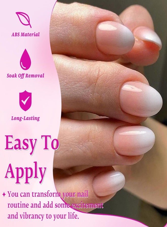 LuckForever 168pc Ombre Press on Nails Short Oval Fake Nails with Tabs, Round Almond Nails Press ons Nail Ombre Glue on Nails Short Fake Nail Stick Full Cover Acrylic Nails Artificial Fingernail - Image 3