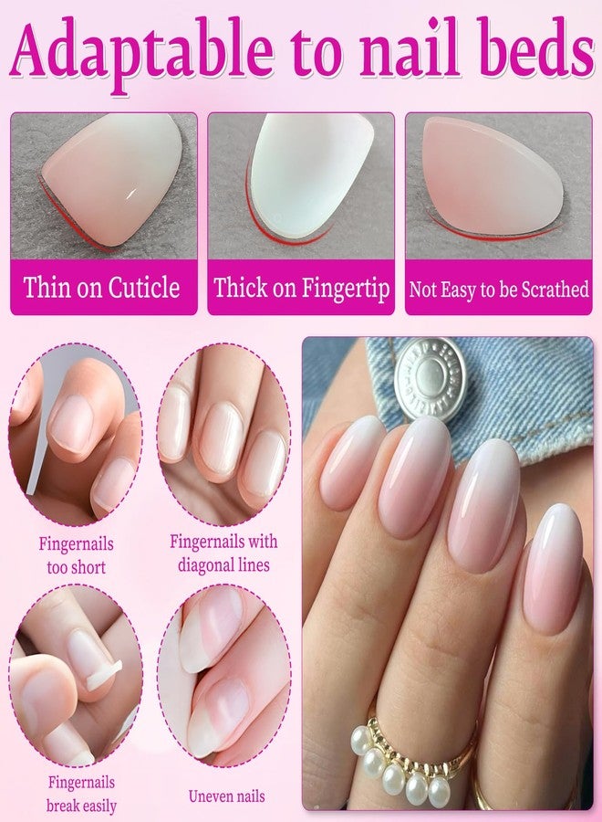 LuckForever 168pc Ombre Press on Nails Short Oval Fake Nails with Tabs, Round Almond Nails Press ons Nail Ombre Glue on Nails Short Fake Nail Stick Full Cover Acrylic Nails Artificial Fingernail - Image 5
