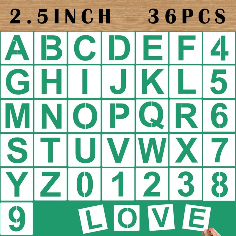 Devasya Crafts 36PCS Letter Stencils 2.5 t Craft s Tracing, Rock, Chalkboard, Signage - Image 1