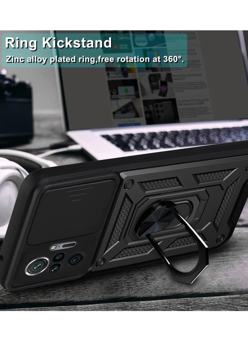 Generic - Shield Full Protection Case With Metal Ring &Slide Camera Cover For redmi note 10 pro case - Image 1