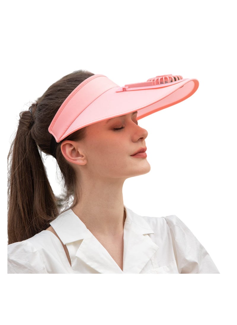 SYOSI Sun Visor Hats with Fan, UPF 50+ Visor with Built-in Fan 2 in 1 Fan Visor Hat Outdoor Cooling Hat Portable Fan Hat Adjustable Visor Fan Sun Protection Hat with 3 Temp Modes for Women Travel  - Image 1