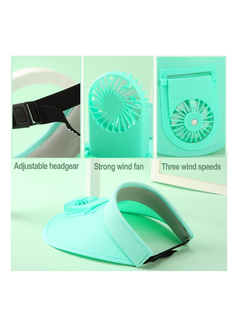 SYOSI Sun Visor Hats with Fan, UPF 50+ Visor with Built-in Fan 2 in 1 Fan Visor Hat Outdoor Cooling Hat Portable Fan Hat Adjustable Visor Fan Sun Protection Hat with 3 Temp Modes for Women Travel  - Image 4