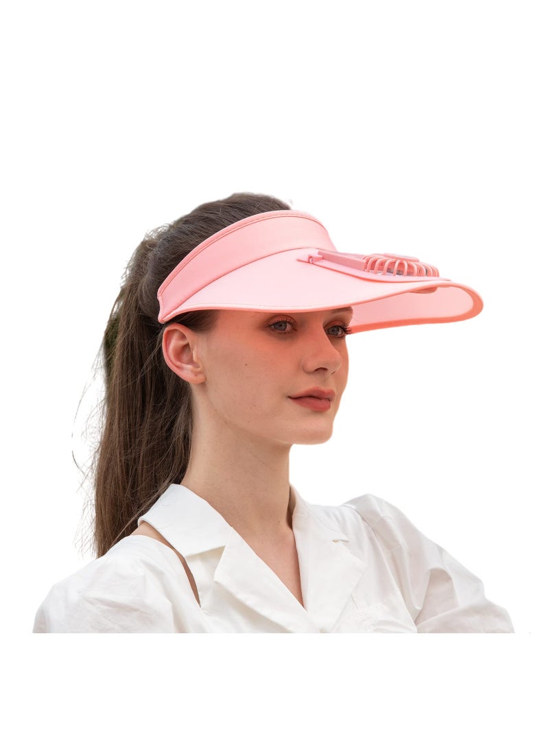 SYOSI Sun Visor Hats with Fan, UPF 50+ Visor with Built-in Fan 2 in 1 Fan Visor Hat Outdoor Cooling Hat Portable Fan Hat Adjustable Visor Fan Sun Protection Hat with 3 Temp Modes for Women Travel  - Image 2