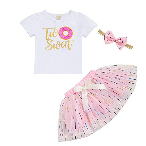 Viworld Toddler Baby Girls Tutu Skirt Set Two Sweet Long Sleeve T-Shirt + Tulle Dress Outfits with Headband (White5, 2 Years) - Image 1