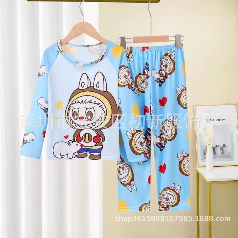 Children'S Pajamas Girls New Long-Sleeved Small And Medium-Sized Children'S Baby Girls Cute Foreign Style Cardigan Home Clothes Suit - Image 5