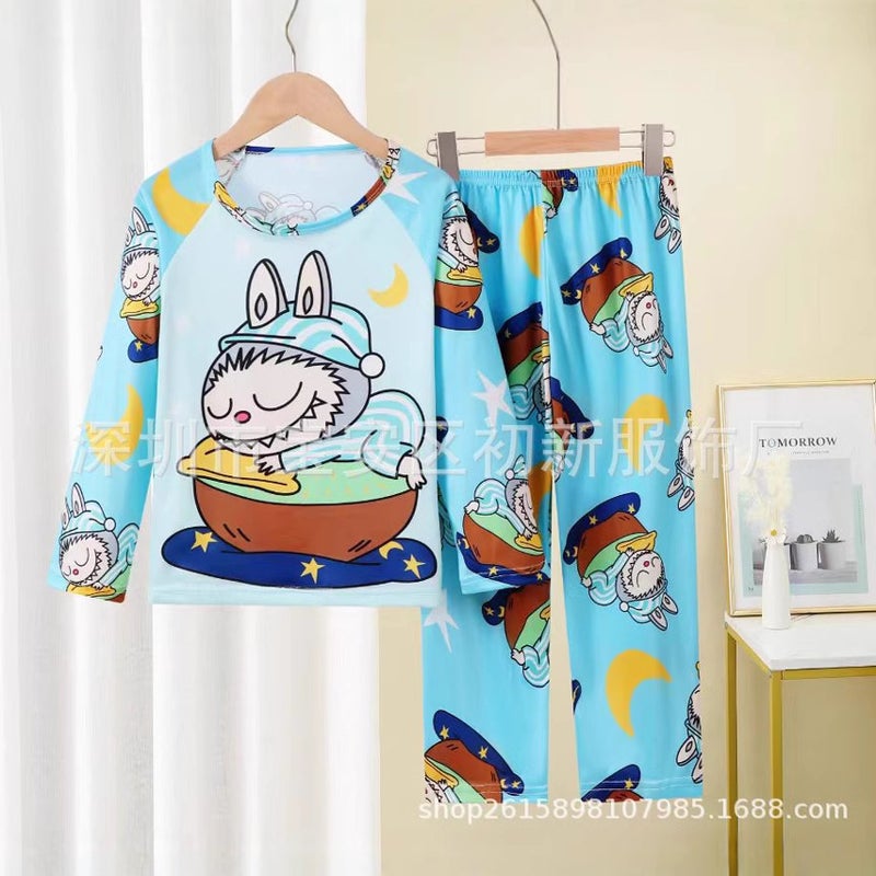 Children'S Pajamas Girls New Long-Sleeved Small And Medium-Sized Children'S Baby Girls Cute Foreign Style Cardigan Home Clothes Suit - Image 4