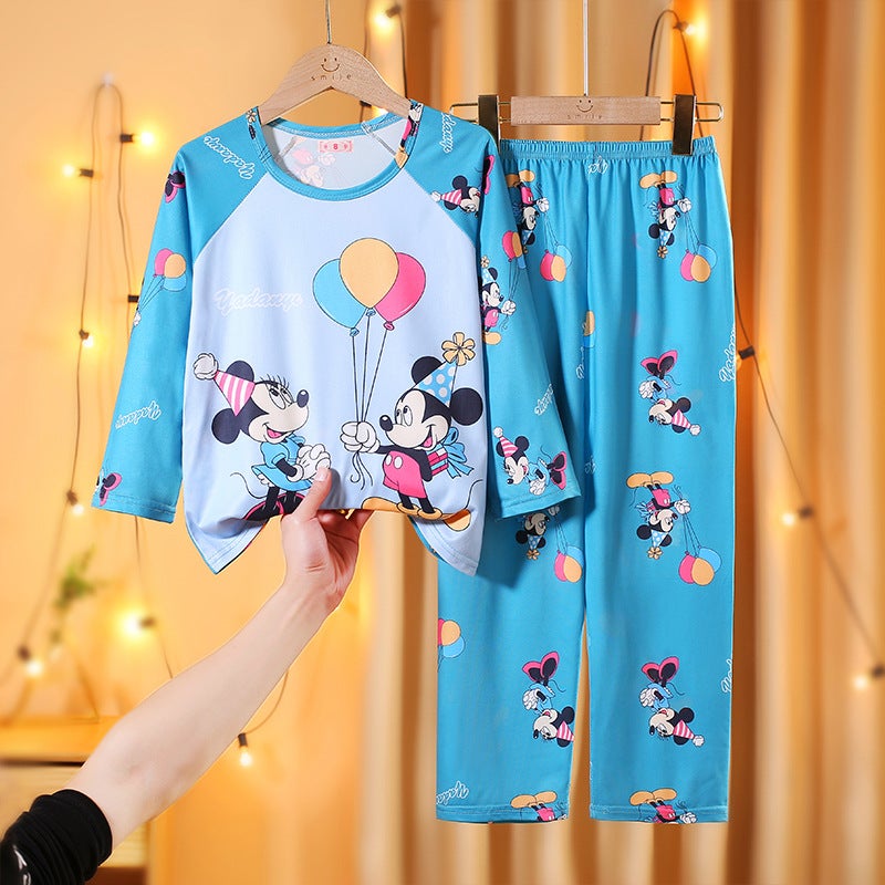Children'S Pajamas Girls New Long-Sleeved Small And Medium-Sized Children'S Baby Girls Cute Foreign Style Cardigan Home Clothes Suit - Image 1