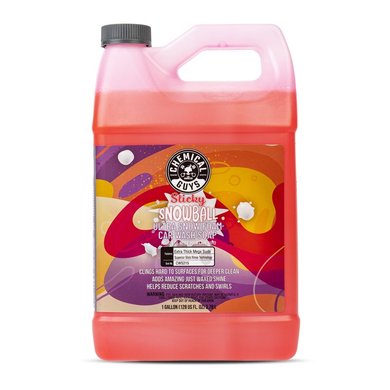 Chemical Guys CWS215 Sticky Snowball Ultra Snow Foam Car Wash Soap (Works with Foam Cannons, Foam Guns or Bucket Washes) for Cars, Trucks, Motorcycles, RVs & More 128 fl oz (1 Gallon) Cherry Scent - Image 1